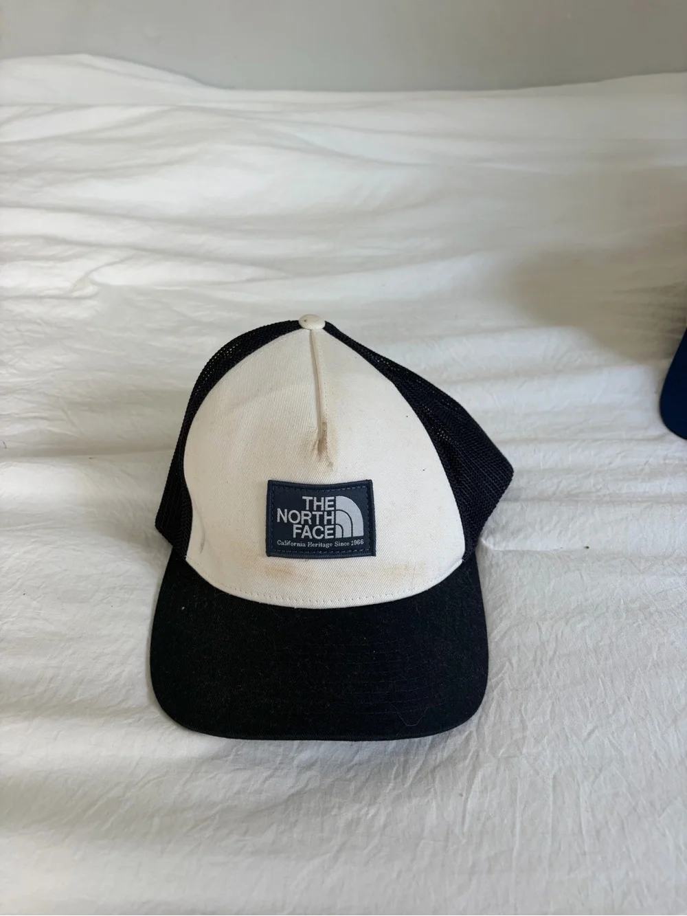 The North Face Black & White Mesh Trucker Hat with Patch Logo